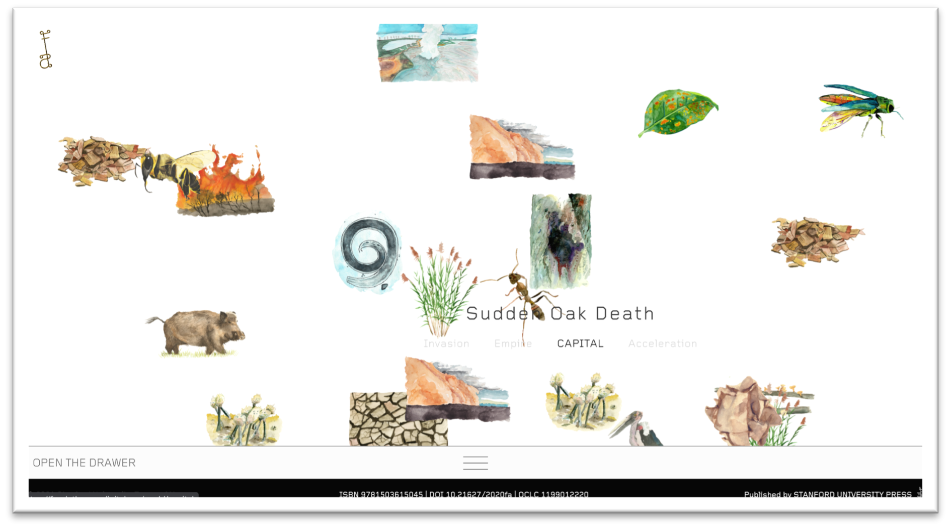 project landing page, showing hover-over text for Sudden Oak Death
